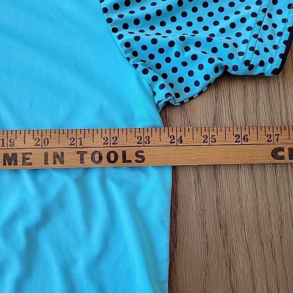 G Mac By Kartel Shirt Men's Large Blue Teal Short Sleeve Stretch Golf Polo Dots - Picture 9 of 11